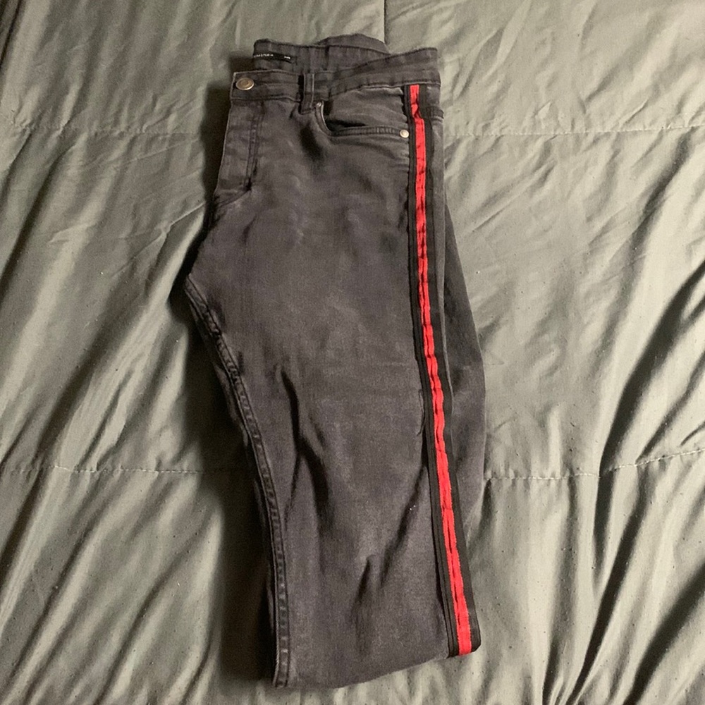 Black (& Red Stripped) Jeans